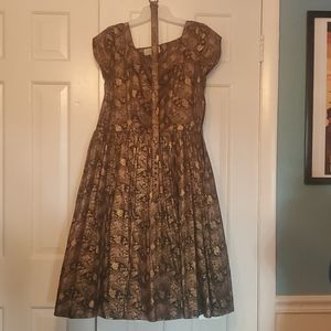 Vintage 1940s Black and Gold Dress